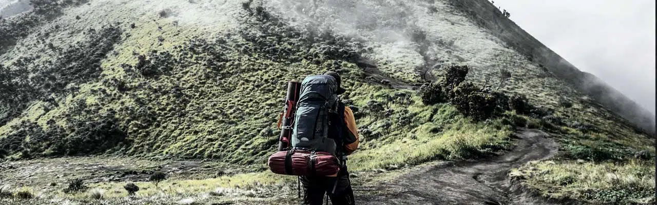 Image of a man, ready climb a mountain.