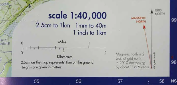 Example of declination on a topographic map