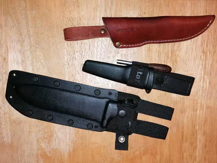 Different sheaths from different knives and materials.