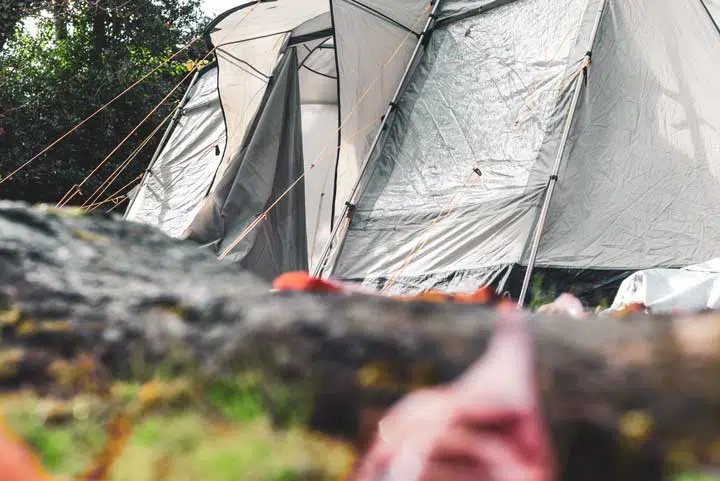 Photo of a wet tent. 