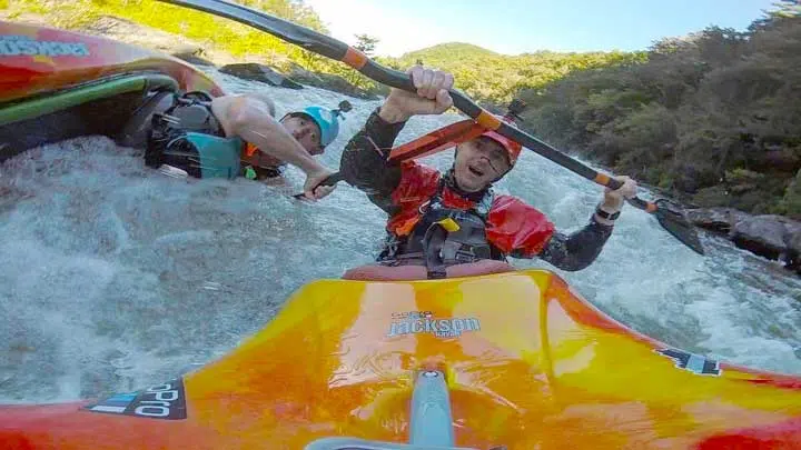 paddling on a river