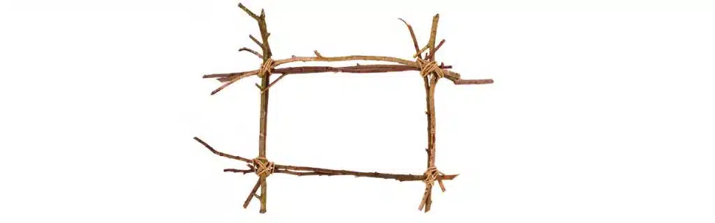 twig frame on white background.