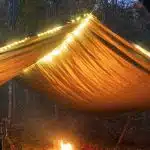 Survival Bushcraft setup in the Blue Ridge Mountains near Asheville. During autumn / fall season.